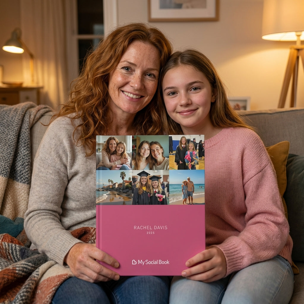 Family Photo Book — mother and daughter bonding over their My Social Book